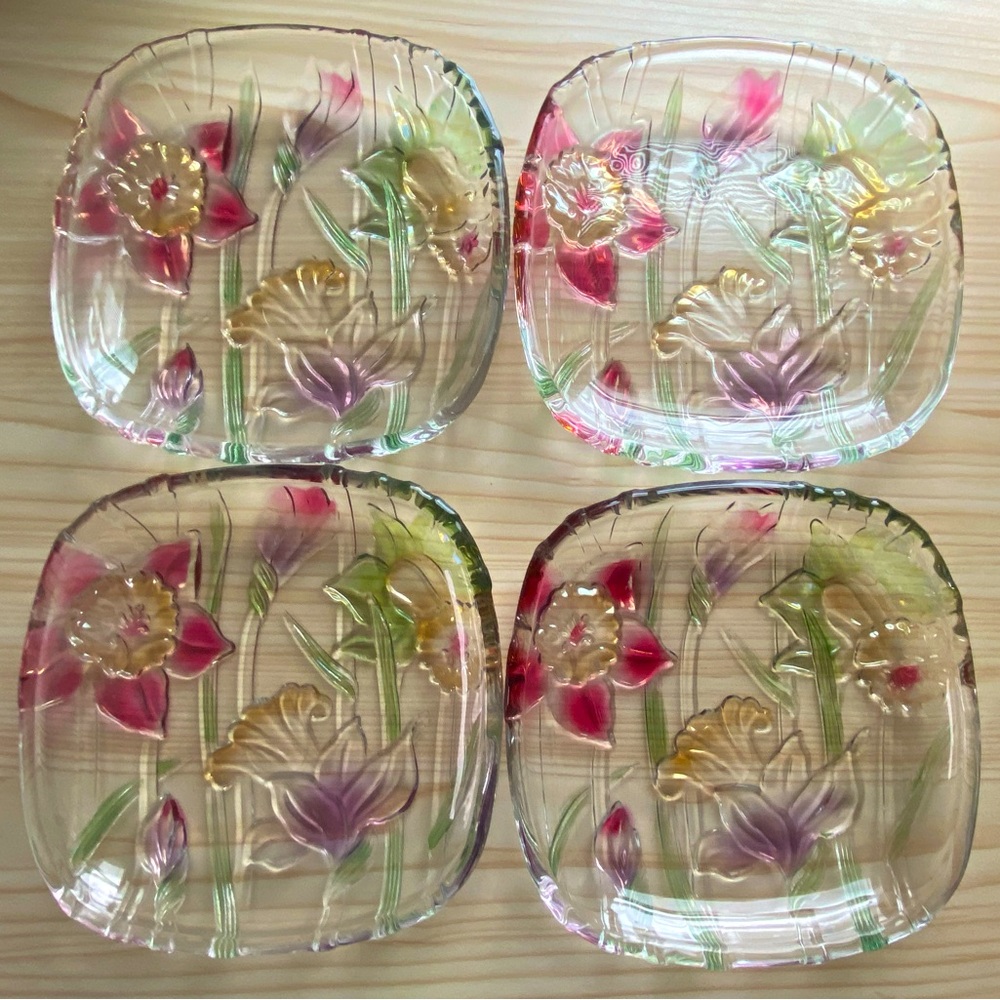 Set of 4 Crystal Clear Studios Square Serving Dishes